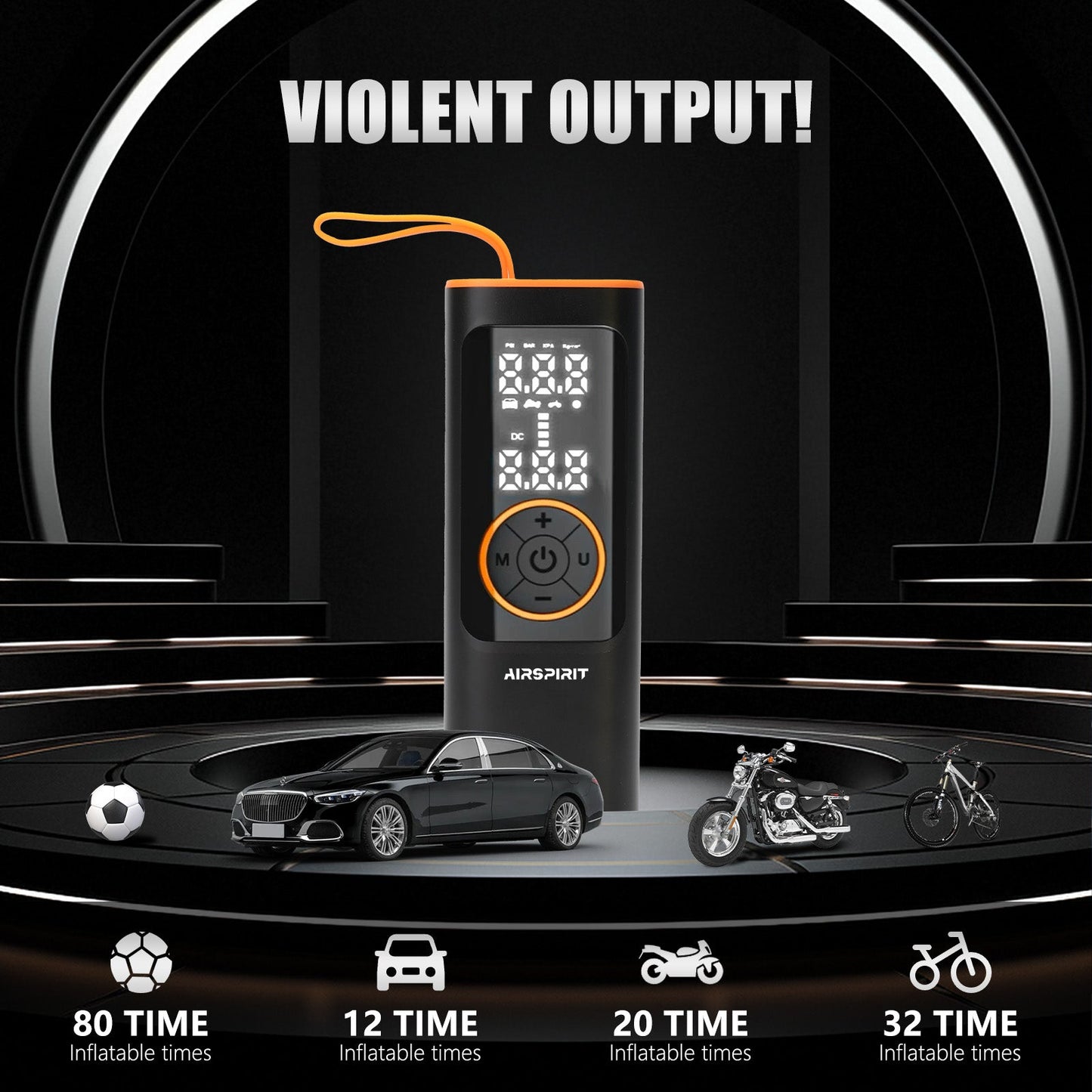AIRSPIRIT Tire Inflator Portable Air Compressor 150PSI 5X Fast Inflation and Auto Shutoff Function Tires Pump for Cars Motorcycles Bikes Balls
