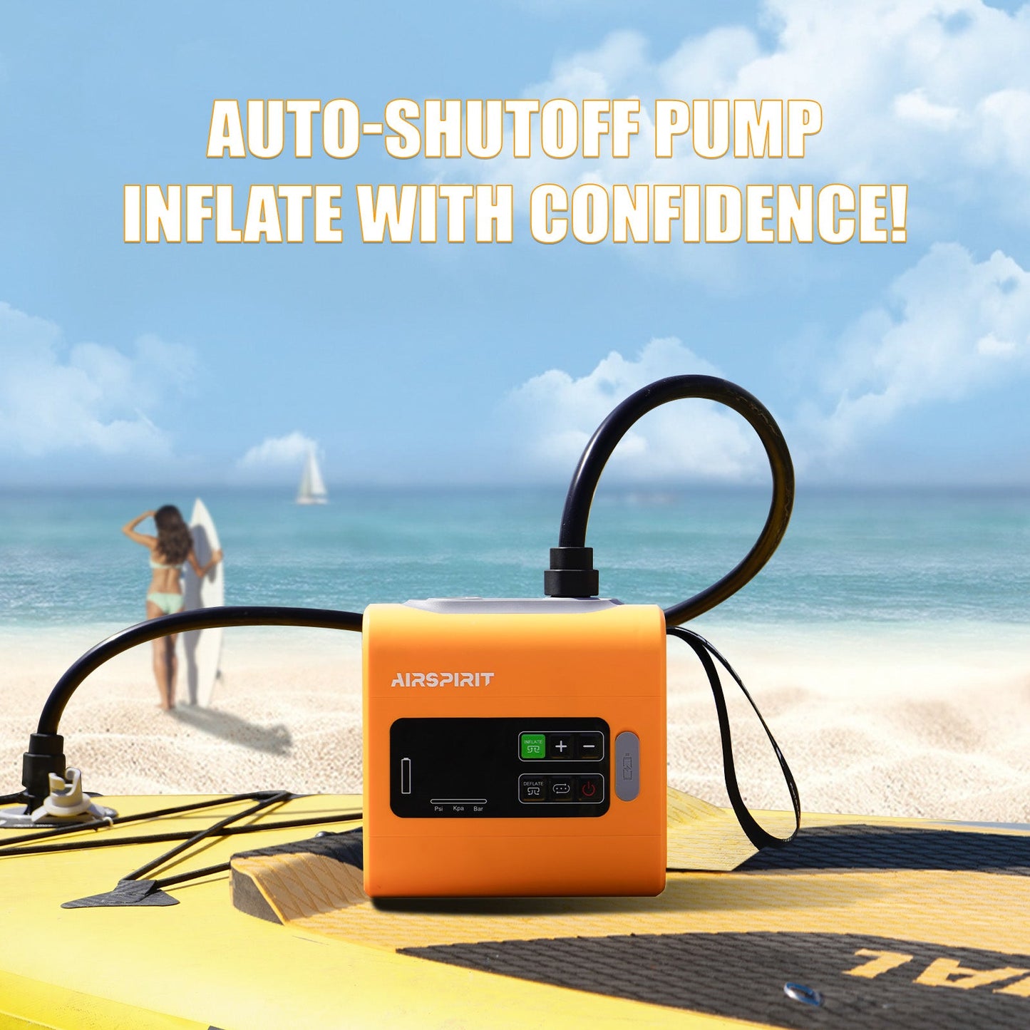 AIRSPIRIT High Pressure Paddle Board Pump Electric SUP Air Pump Intelligent Dual Stage Fast Inflate And Deflate