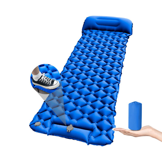 Inflatable Sleeping Pad with Pillow for Camping-Built in Foot Pump Fast Inflation-Ultralight Upgraded Durable Compact Sleeping Mat