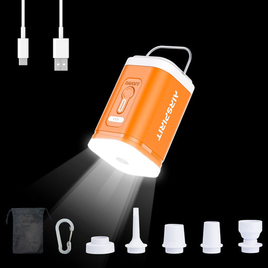 AIRSPIRIT Mini Portable Electric Air Pump for Inflatables-6 Universal Nozzles Fast Inflate/Deflate
